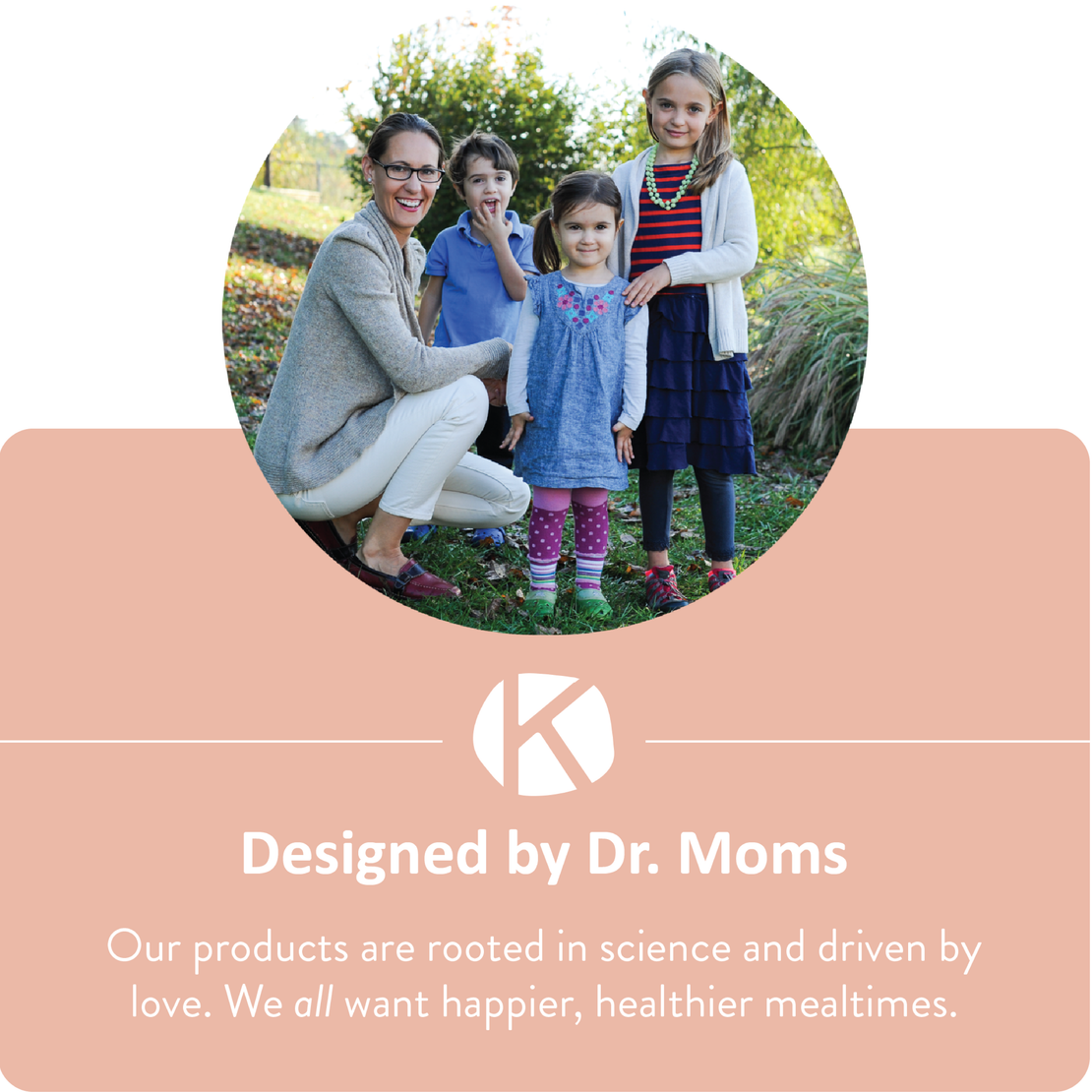picture of mom and kids - inventor of curved spoons designed by doctor moms